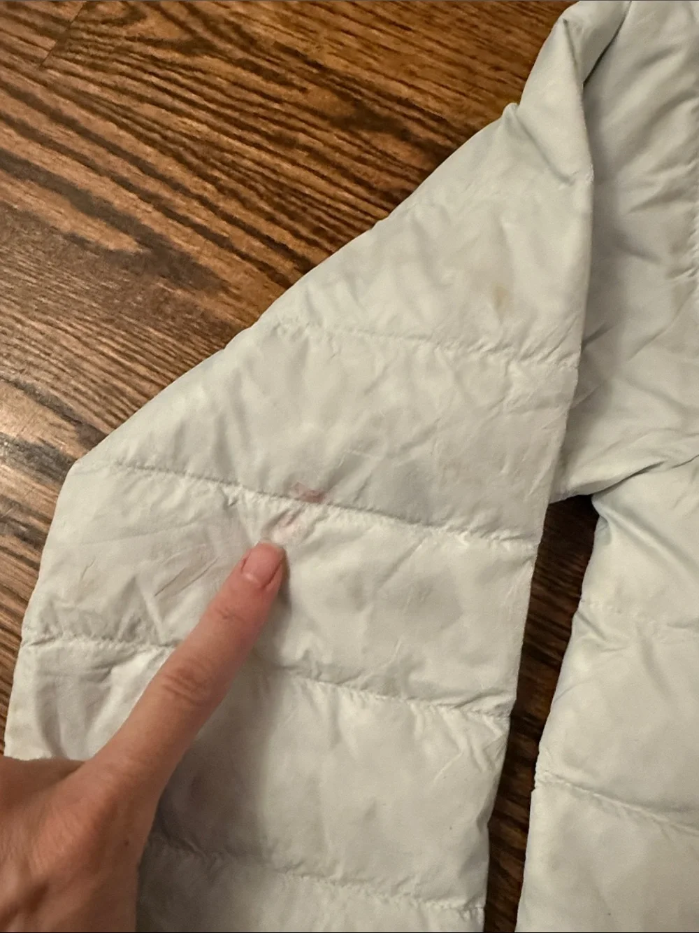 Patagonia Kids Light Gray Quilted Puffer Jacket, yellow inside.